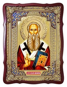 Ікона Св. Прп. Партенія Лампсакійського, 56 см х 48 см, фігурна рама, емаль