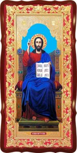 Ікона Господь Вседержитель на троні, 120 см х 60 см, фігурна рама, червоні поля № 43600