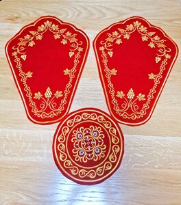 Набір плат під хрест та чашу № 1971, бархат, червоний