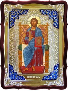 Ікона Спаситель на троні, 80 см х 60 см, фігурна рама, емаль