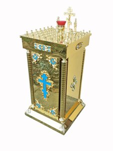 Стіл панахидний № 1593 на 50 свічок (блакитна емаль