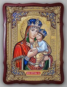 Ікона Богородиці, 56 см х 48 см Києво-Братська (фігурна рама, з емаллю)