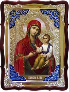 Ікона Богородиці, 80 см х 60 см (фігурна, з емаллю) Волинська