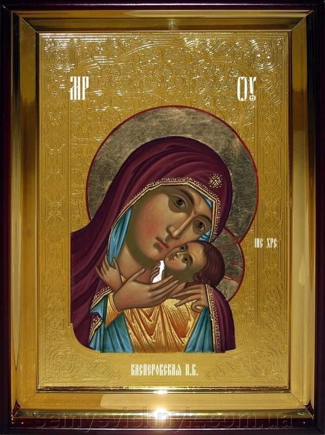 Ікона Пр. Богородиці Касперовська, 56 см х 48 см, пряма рама, фон золото - переваги