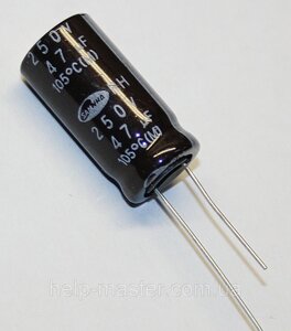 Конденсатор електролітичний 47мкф-250v (105°C)