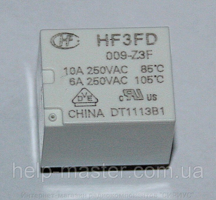 Реле HF3FD 009-Z3F (9VDC) від компанії Інтернет-магазин радіокомпонентів "СІРІУС" - фото 1