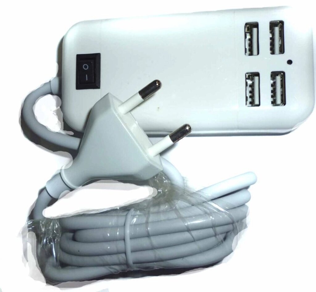 Адаптер для заряджання телефонів і планшетів на 4 USB від компанії Опт, роздріб інтернет магазин Familyshop - фото 1