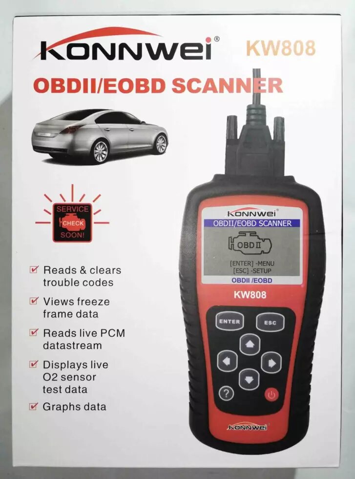 Автомобільний діагностичний сканер Konnwei KW808 OBD II/EOBD від компанії Опт, роздріб інтернет магазин Familyshop - фото 1