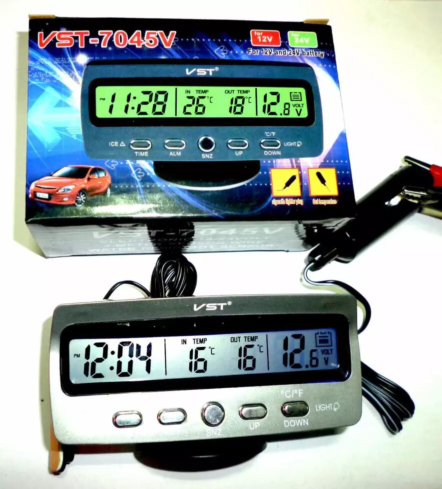 Автомобільний годинник - термометр з вольтметром VST 7045V від компанії Опт, роздріб інтернет магазин Familyshop - фото 1