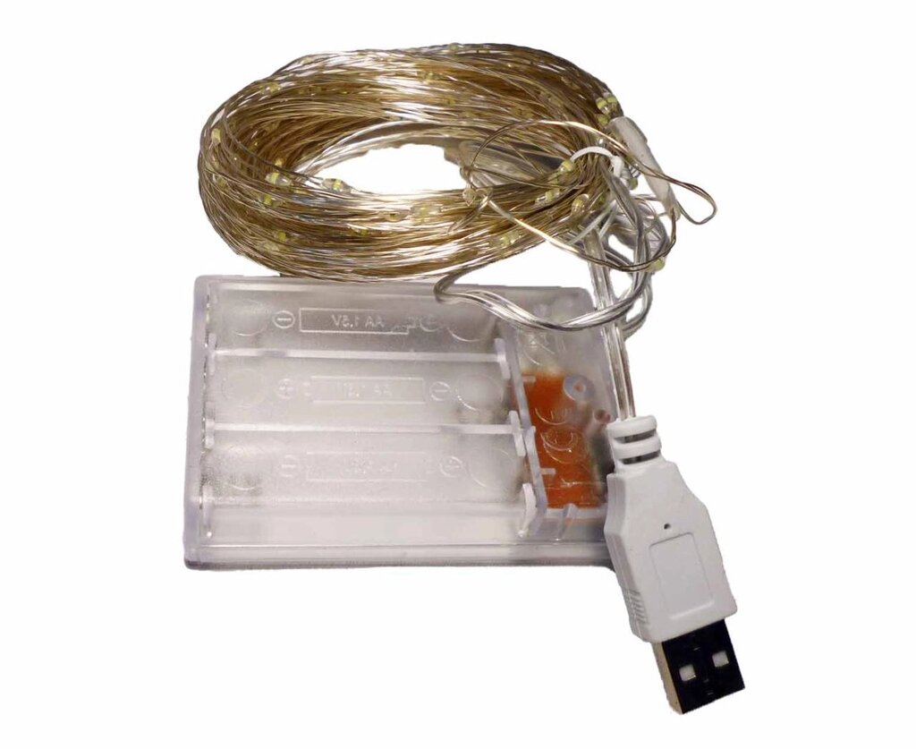 Гірлянда 200LED біла на батареях + USB 20м від компанії Опт, роздріб інтернет магазин Familyshop - фото 1