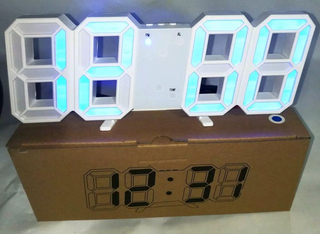 Годинник із будильником і градусником настільні LY 1089 blue від компанії Опт, роздріб інтернет магазин Familyshop - фото 1