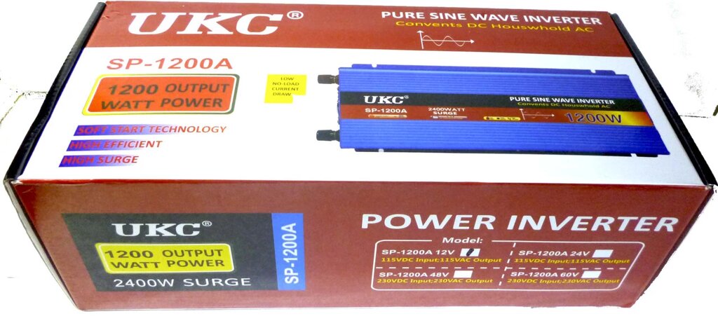 Інвертор з чистою синусоїдою UKC Technology Pure Sine Inverter-1200W від компанії Опт, роздріб інтернет магазин Familyshop - фото 1