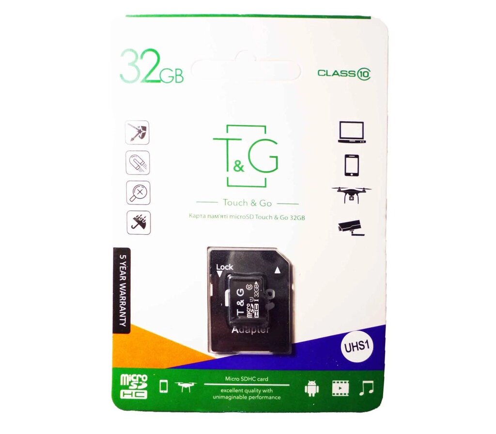 Карта пам'яті T&G microSD + SD 32 Гб class 10 від компанії Опт, роздріб інтернет магазин Familyshop - фото 1