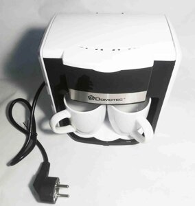 Кофеварка Domotec MS-0706 белая + 2 чашки