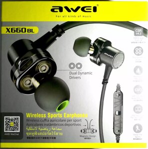 Навушники вакуумні AWEI X660BL + BT в Дніпропетровській області от компании Опт, розница интернет магазин Familyshop