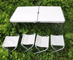 Стіл для пікніка розкладний білий + 4 стільця