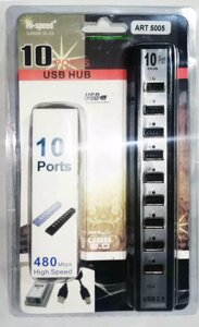 Розгалужувач USB HUB USB 10 портів 220 V