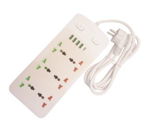 Подовжувач на 6 розеток та 4 usb роз'єми 2м AR CP05