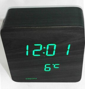 Годинник із будильником і градусником настільні 872 green