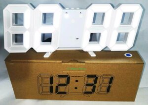 Годинники з будильником і термометром настільні LY 1089 white
