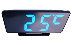 Годинник з будильником і градусником настільні VST 888-5 блакитні