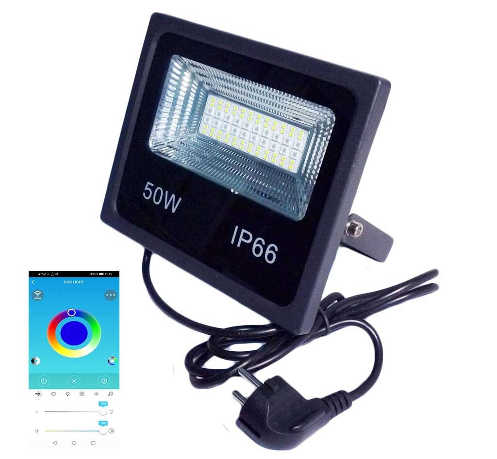 Прожектор SMART LED 50W IP66 RGB bluetooth з додатком від компанії Опт, роздріб інтернет магазин Familyshop - фото 1