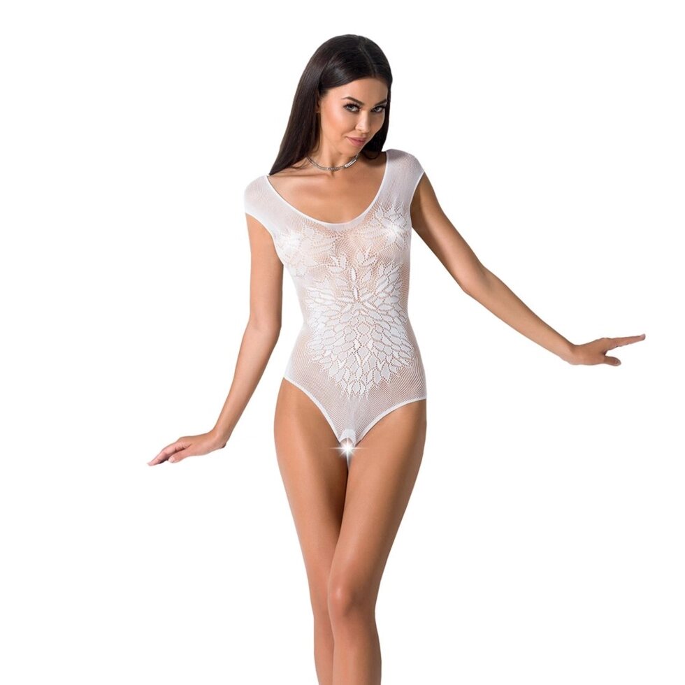 Бодістокінг Passion BS064 One Size, White, боді, закрите плече, відкритий доступ від компанії poppersoff Попперс Київ Україна. Купити з доставкою - фото 1