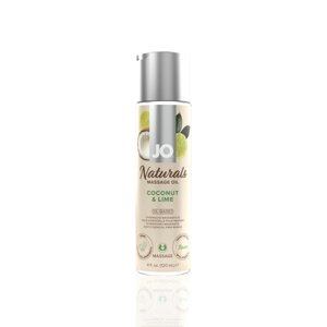 Масажна олія JO Naturals Massage Oil Coconut&Lime з натуральними ефірними оліями 120мл в Києві от компании poppersoff Попперс Киев Украина. Купить с доставкой