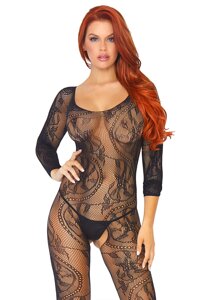 Бодістокінг Leg Avenue Swirl Lace Bodystocking One size Black, ажурна тканина, доступ в Києві от компании poppersoff Попперс Киев Украина. Купить с доставкой