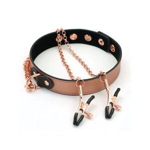 Нашийник із затискачами для сосків Liebe Seele Rose Gold Memory Collar with Nipple Clamps в Києві от компании poppersoff Попперс Киев Украина. Купить с доставкой