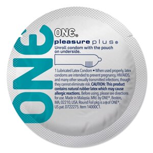 Презерватив ONE Pleasure Plus, 1 шт, з ребристим ділянкою на кінці, з мастилом
