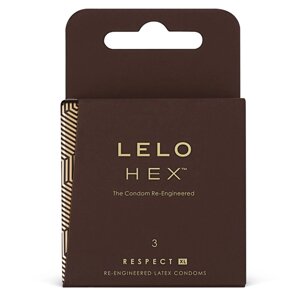 Презервативи LELO HEX Condoms Respect XL 3 Pack, тонкі і суперміцні, збільшений розмір