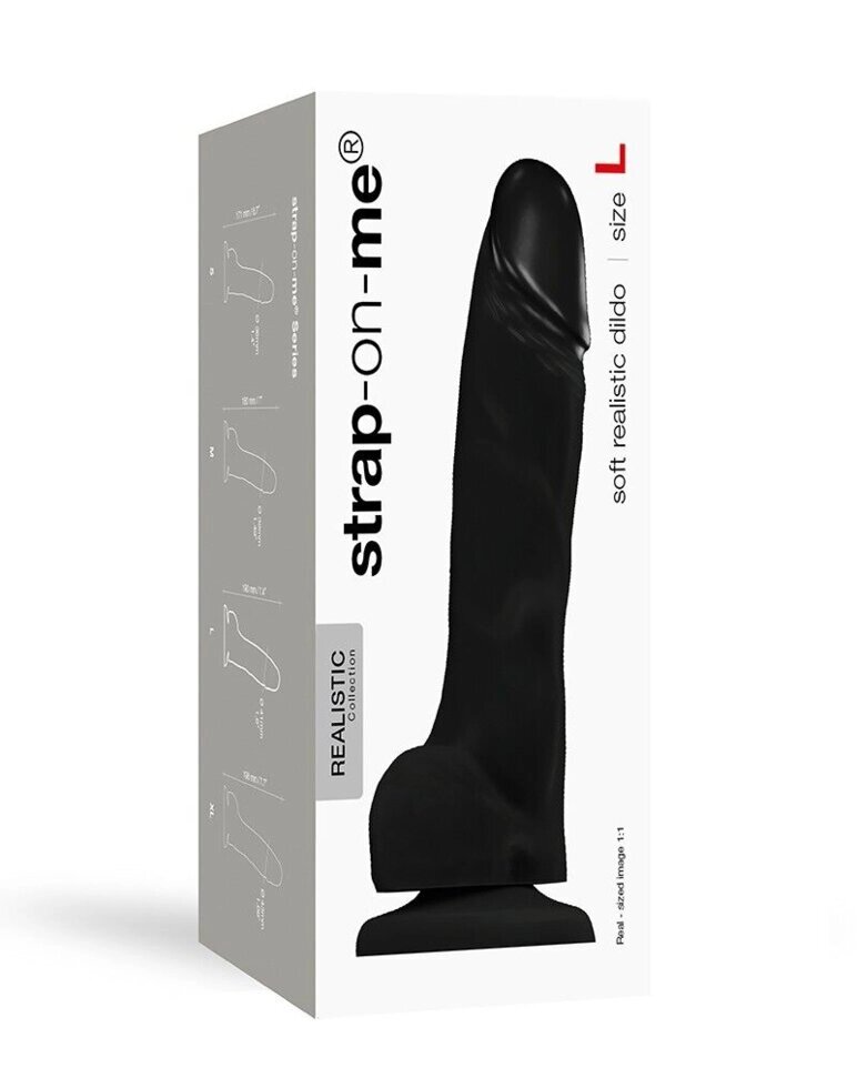 Реалістичний фалоімітатор Strap-On-Me SOFT REALISTIC DILDO Black - Size L від компанії poppersoff Попперс Київ Україна. Купити з доставкою - фото 1