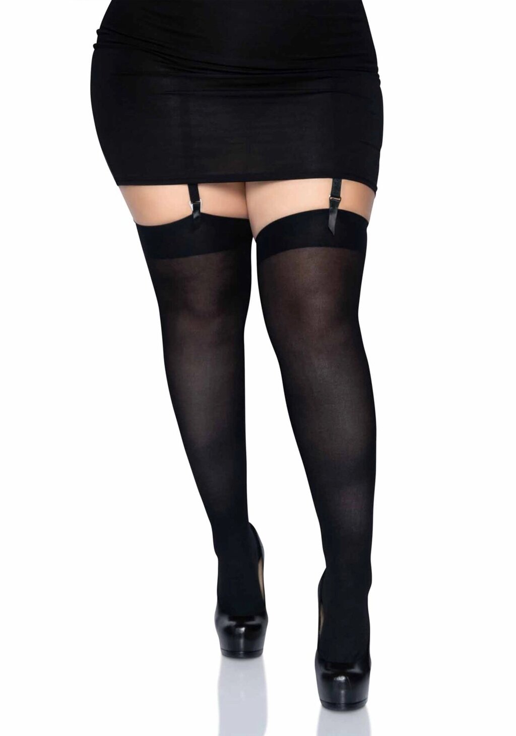 Щільні непрозорі панчохи Leg Avenue Nylon Thigh Highs Black, plus size від компанії poppersoff Попперс Київ Україна. Купити з доставкою - фото 1