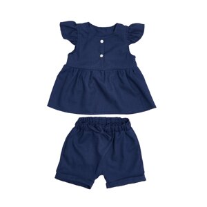 Набір для дівчинки Twins Linen (шорти, майка) льон 68р W-101-HTL68-09, dark blue, синій