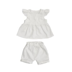 Набір для дівчинки Twins Linen (шорти, майка) льон 74р W-101-HTL74-01, white, білий