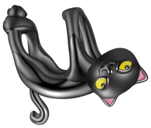 Срібна намистина шарм на браслет Чорне кошеня "Black cat"
