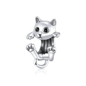 Срібна намистина - шарм на браслет Грайливий кошеня "Playful kitty"