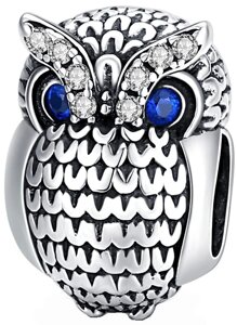 Срібна намистина - шарм на браслет Лісова сова "Woods owl"