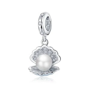 Срібна намистина - шарм на браслет Перлина в черепашці "Pearl in a shell"