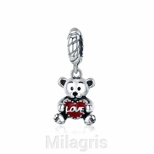 Срібна підвіска - шарм на браслет Милий ведмежа "Cute bear"