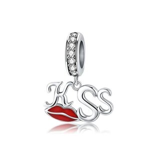 Срібна підвіска - шарм на браслет Поцілунок "Kiss"