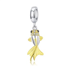 Срібна підвіска - шарм в стилі Пандора (Pandora Style) Золота рибка "Golden fish"