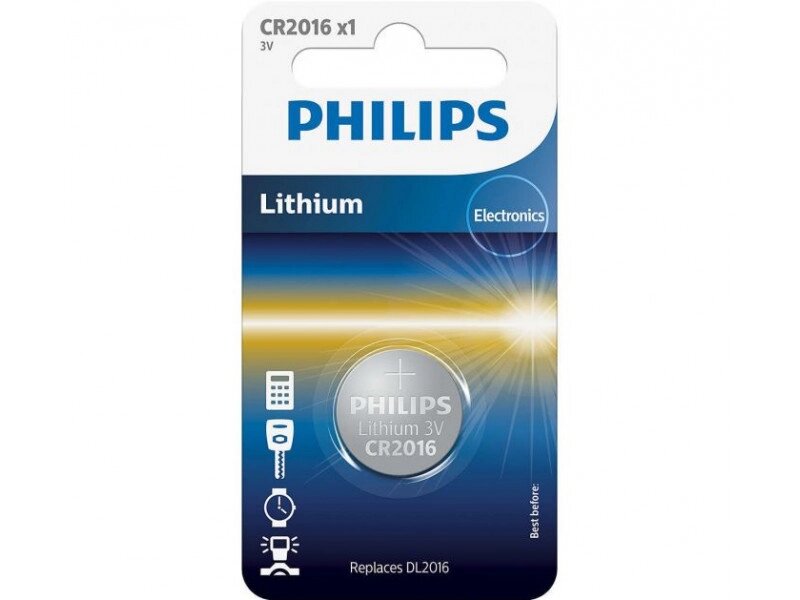 Акумулятор Philips Lithium CR 2016 BLI 1 CR2016/01B від компанії DENIKA | ІНТЕРНЕТ МАГАЗИН - фото 1