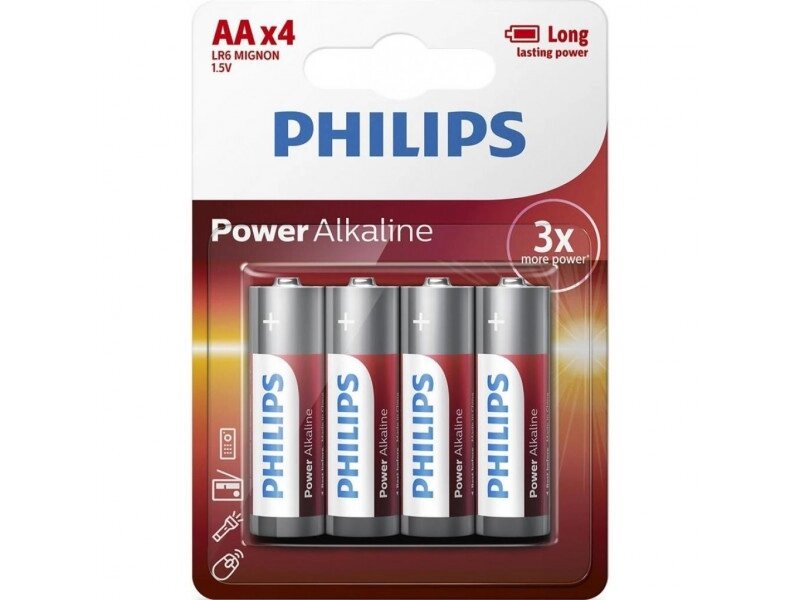 Акумулятор Philips Power Alkaline AA BLI 4 LR6P4B/10 від компанії DENIKA | ІНТЕРНЕТ МАГАЗИН - фото 1