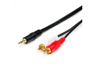 Аудіокабель ATCOM (10709) mini-jack 3.5мм (M)-2xRCA-тюльпан (M) 5м пакет