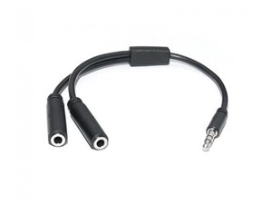 Аудіокабель REAL-EL Audio Pro (EL123500039) mini-jack 3.5мм (M)-2xmini-jack 3.5мм (F) 0,2м, чорний