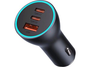 Автомобільний тримач для смартфона BASEUS Golden Contactor Pro Triple Fast Charger Car Charger 65W Dark Gray