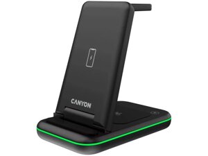 Бездротовий зарядний пристрій Canyon 3-in-1 Wireless charging station WS-304 (CNS-WCS304B)