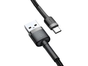 Кабель baseus cafule USB type-C 1м black-grey